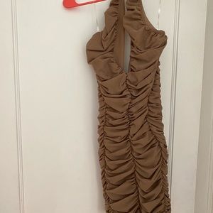 Mistress Rocks halter backless nude mini dress